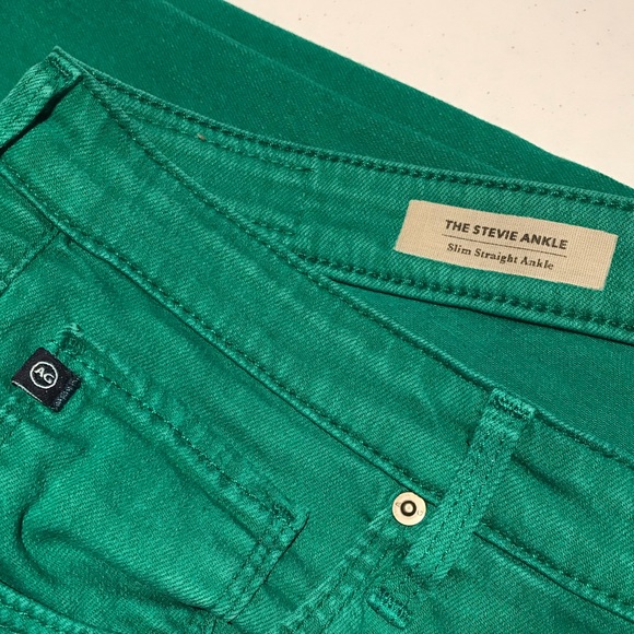 AG Adriano Goldschmied Stevie Slim Straight Ankle Jeans in Kelly Green Size 30R - Picture 5 of 9